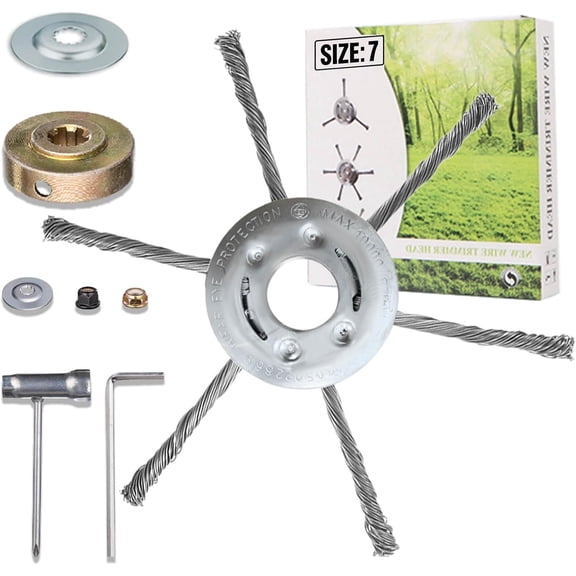 Universal Steel Wire Trimmer Head for Gas Weed Eater, 7/8/9 Inch Heavy Duty Brush Cutter Head Replacement, Metal Braided Trimmer Head, Compatible with Stihl, Husqvarna, Echo and More (7 Inch)