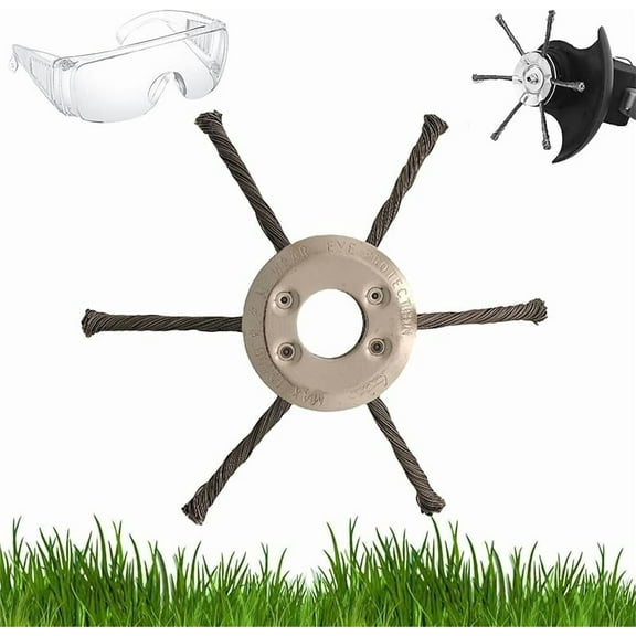 Universal Steel Wire Trimmer Head for Gas Weed Eater – 7/8/9 Inch Heavy-Duty Brush Cutter Replacement Fits Stihl FS55, Husqvarna 128LD, Echo SRM225, and Other Models (9"  6 blades)