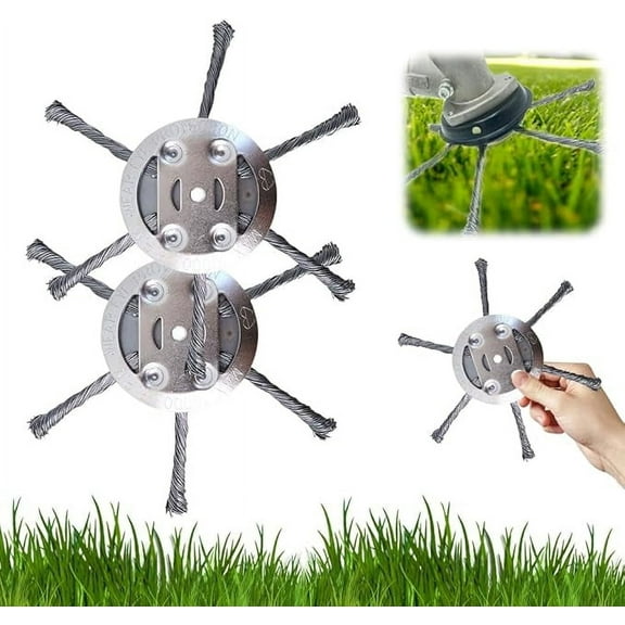 Universal Steel Wire Weed Trimmer - 6 Cutter Heads | 2025 Heavy-Duty Model | Tool-Free Adapter | Compatible with Stihl/Ryobi | 2 & 6 Blade Options Available
