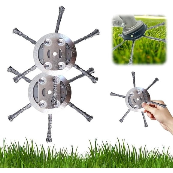 Universal Steel Wire Weed Trimmer - 6 Cutter Heads | 2026 Heavy-Duty Model | Tool-Free Adapter | Compatible with Stihl/Ryobi | 2 & 6 Blade Options Available