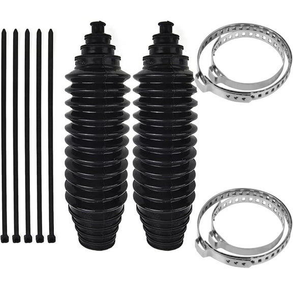 Universal Steering Rack and Pinion Tie Rod Boots, Silicone Bellow Boots with 2 Pieces Gaiter Pinion Boots, 4 Pieces Locking Clamps and 4 Pieces Cable Ties, Black