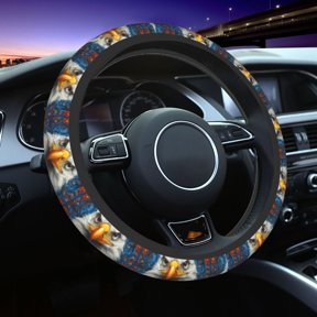 Universal Steering Wheel Cover, Non-Slip Automotive Grip Protector, for Cars, SUVs, Sedans and Trucks , Bald Eagle