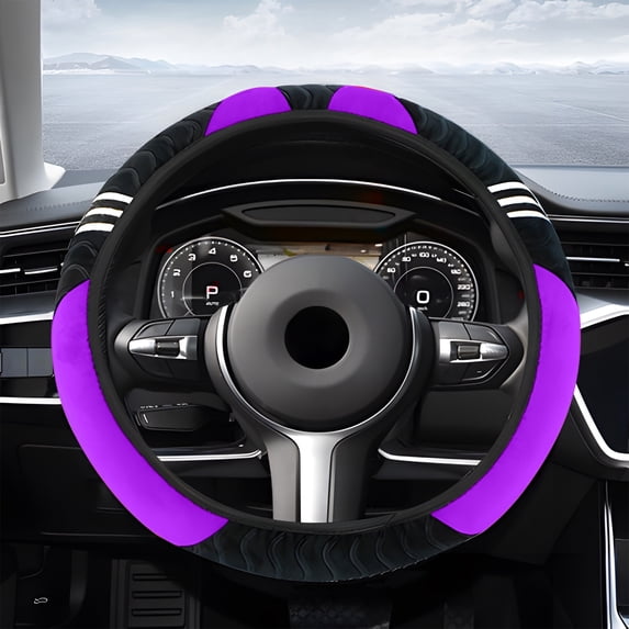 Universal Steering Wheel Cover Stretch Fit Non-Slip Grip Breathable Embossed Design Easy Installation for Cars Trucks SUVs Vehicles Auto Accessories