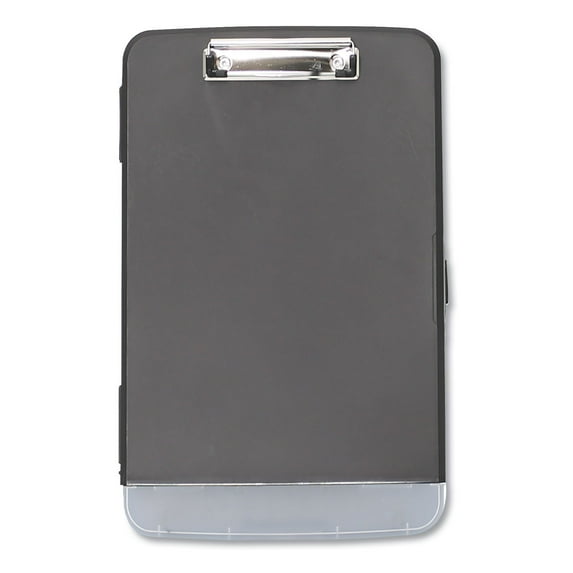 Universal Storage Clipboard with Pen Compartment, 0.5" Clip Capacity, Holds 8.5 x 11 Sheets, Black