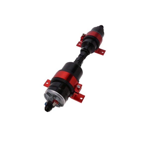Universal Straight Electric Fuel Pump and Filter Kit - 10 Microns - Red