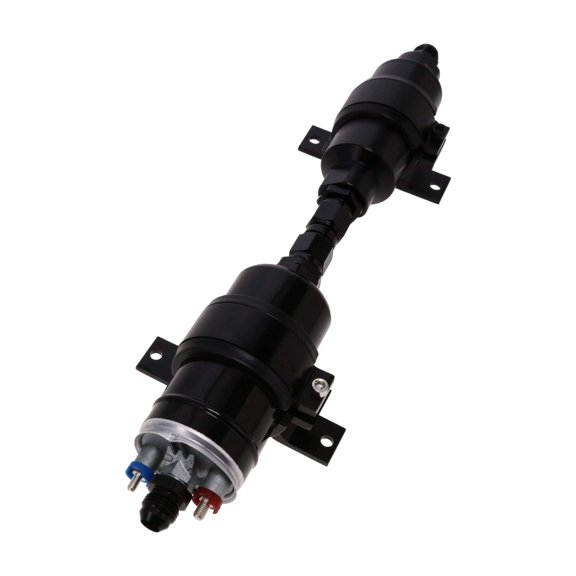 Universal Straight Electric Fuel Pump and Filter Kit - 40 Microns - Black