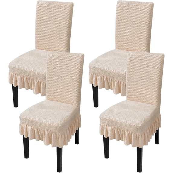Universal Stretch Dining Room Chairs Slipcover, Removable Washable Chair Seat Protector with Skirt for Restaurant, Banquet Dining Chair