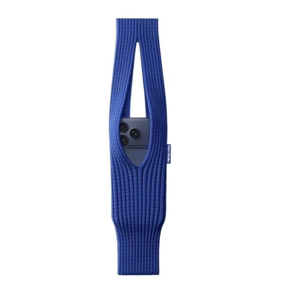Universal Stretch Fabric Cell Phone Sock Pouch  Fashion Ribbed Carrying Case Holder with Strap for Most Smartphones - Blue