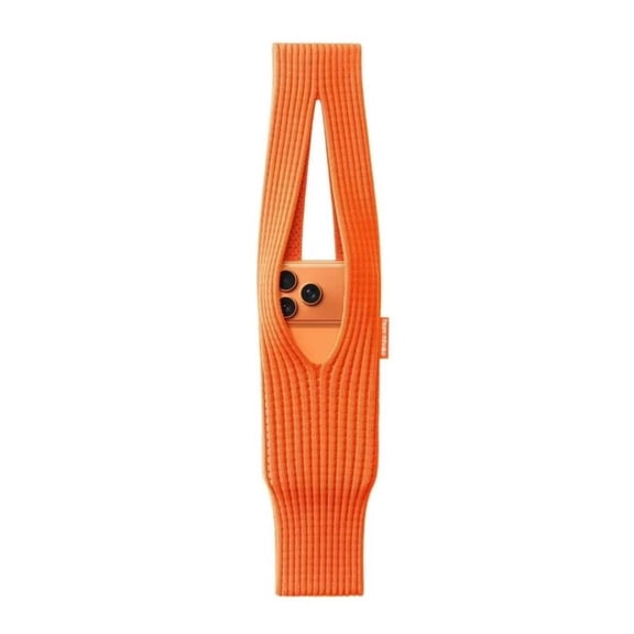 Universal Stretch Fabric Cell Phone Sock Pouch  Fashion Ribbed Carrying Case Holder with Strap for Most Smartphones - Orange