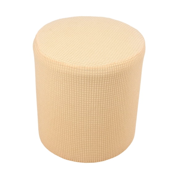 Universal Stretch Ottoman Cover All-inclusive Waterproof Footstool Cover Plush Dustproof Removable Ottoman Slipcovers,Washable -round yellow-1pcs