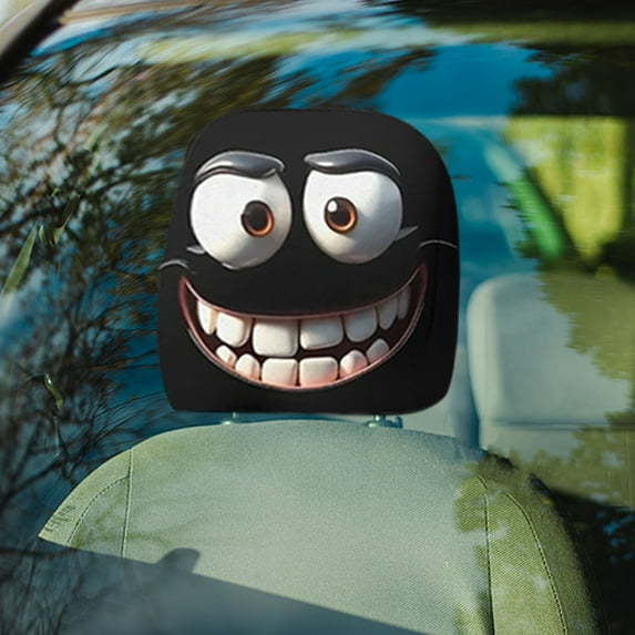 Universal Stretchable Car Headrest Cover, Elastic Auto Seat Protector with Fun Print, Machine Washable Fabric(K)