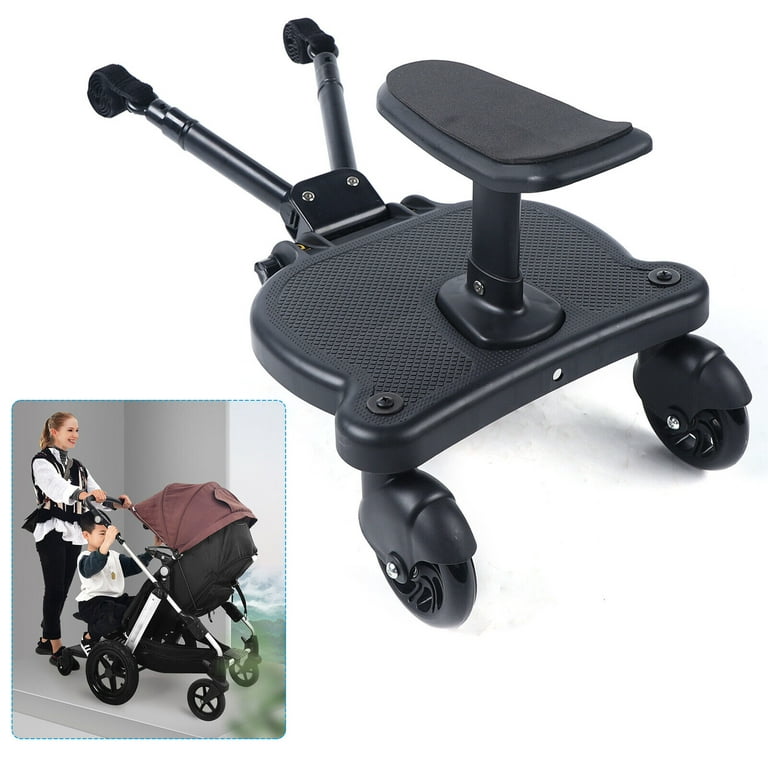 Universal Stroller Board 2 In 1 Stroller Ride Board Buggy Wheeled Board  Seat Pedal Buggy Board with Seat Auxiliary Pedal Adapter Pushchair  Connector Anti-Slip 25kg Eco-friendly PP 