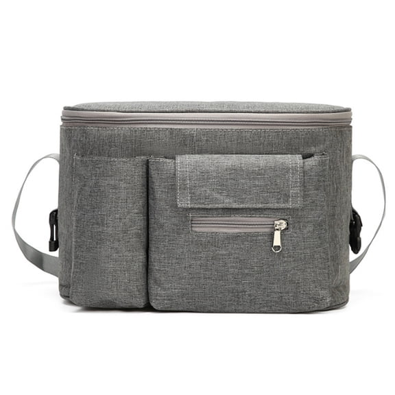 Universal Stroller Organizer with Cup Holder,Hanging Hooks & Shoulder Strap, Fits for Stroller like Uppababy, Baby Jogger, Britax, BOB, Umbrella and Pet Stroller - Grey