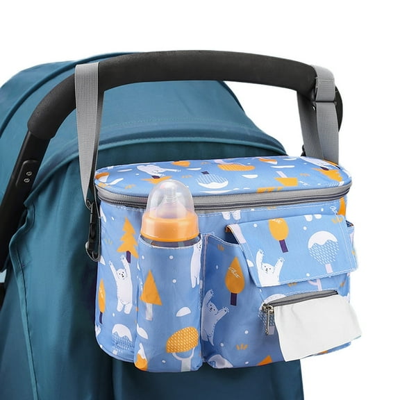 Universal Stroller Organizer with Cup Holder, Phone Bag, Hanging Hooks, Shoulder Strap, Unique Stroller Bag Caddy Organizer Accessories Fits for Uppababy, Baby Jogger, Britax Strollers