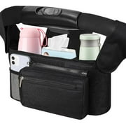 Universal Stroller Organizer Non Slip Straps Stroller Caddy with Insulated 2 Cup Holder-Detachable Phone Bag & Shoulder Strap,Fits for Stroller Like Uppababy,Ba