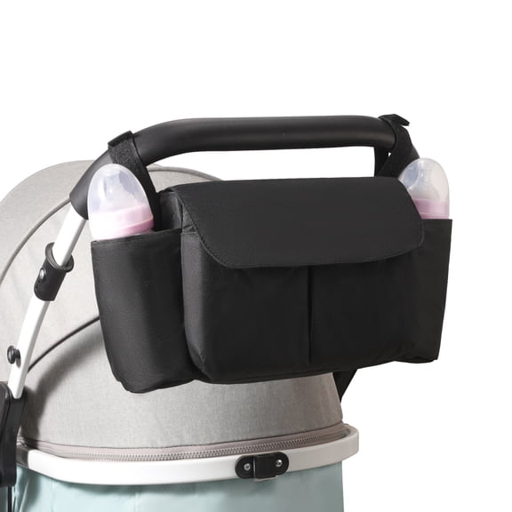 Universal Stroller Organizer with Cup Holders, Large Capacity Stroller Storage Bag, Detachable Convertible Diaper Caddy for Moms