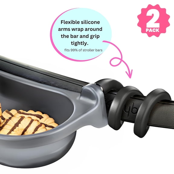 Universal Stroller Snack Tray | Pack of 2 | Compatible with Nuna | Stroller Cup Holder | Bumper Bar | Stroller Tray Attachment with Cups Holder for Baby Toddler | Stroller Accessories