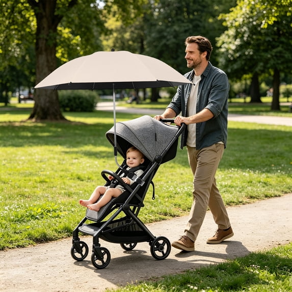 Universal Stroller Sun Shade Umbrella, UV Protection Waterproof Parasol for Kid Cart Wagon Baby Stroller Camping Trolley