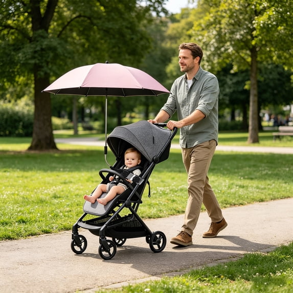 Universal Stroller Sun Shade Umbrella, UV Protection Waterproof Parasol for Kid Cart Wagon Baby Stroller Camping Trolley