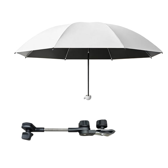 Universal Stroller Sun Umbrella, Foldable Adjustable Pram Parasol with UV Shade Protection Design, Portable Wagon Cart Canopy Accessory for Outdoor Travel and Camping, Black