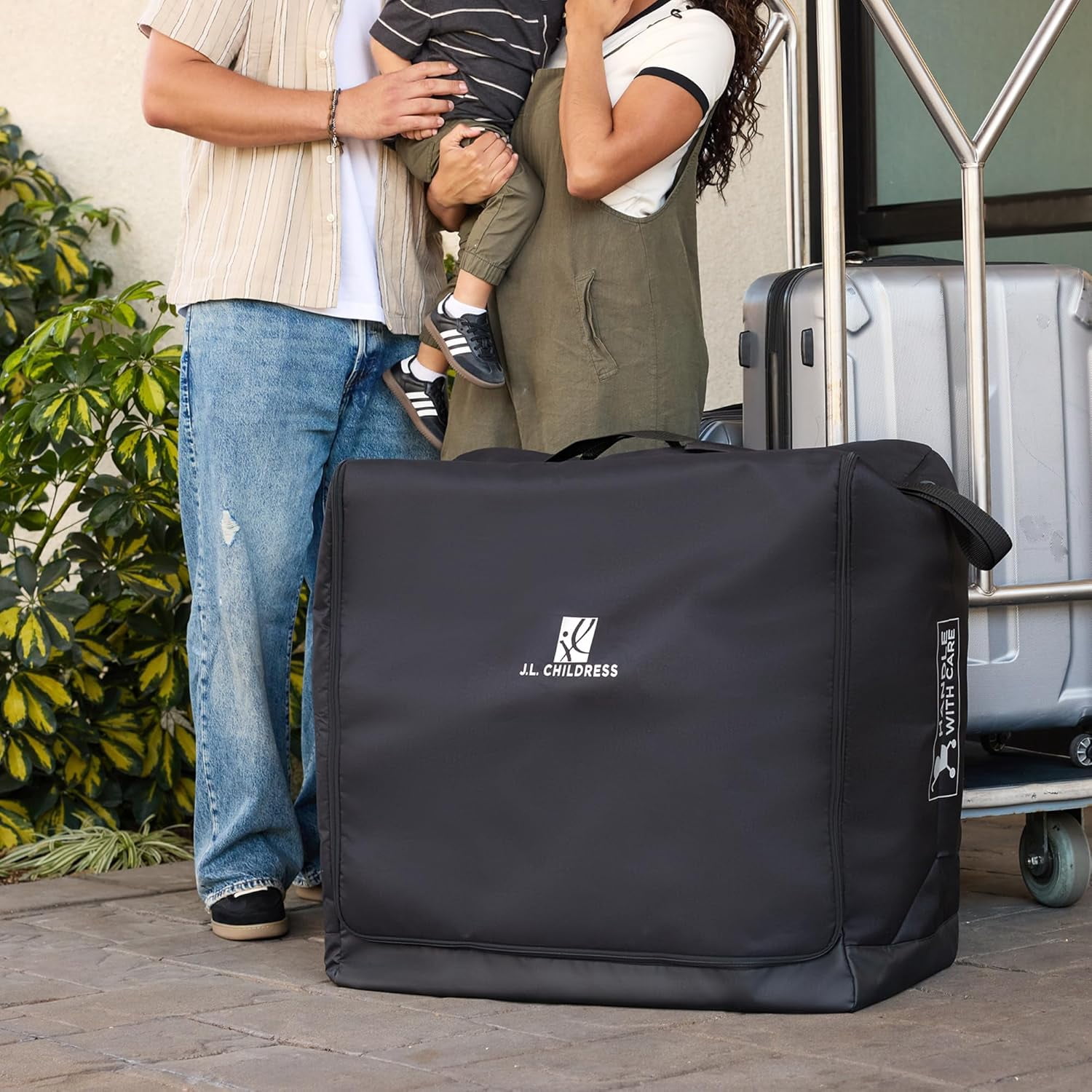 Universal Stroller Travel Bag for Airplane - Fits Most Baby Strollers, Flying Essentials, Airport Accessories for Gate or Luggage Check, ID Card, AirTag Compatible - Medium, Padded