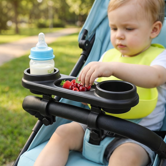 Universal Stroller Tray with Insulated Cup Holder Large Capacity Snack & Toy Organizer, ScratchResistant ABS, Versatile for Strollers, Bikes & Wheelchairs