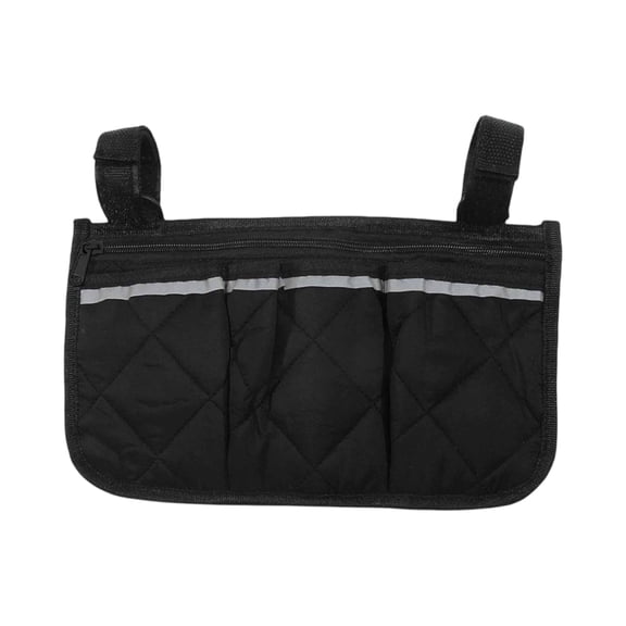 Universal Stroller and Wheelchair Hanging Bag Side Storage Organizer with Reflective Safety Strip and Convenient Armrest Attachment Straps for Mobile Personal Storage