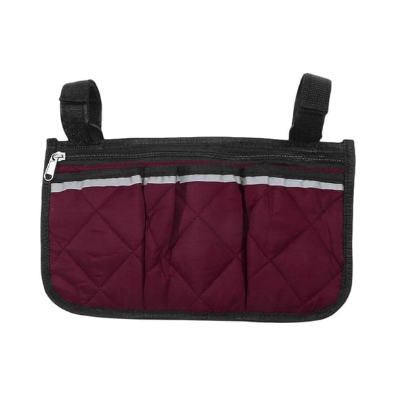 Universal Stroller and Wheelchair Hanging Bag Side Storage Organizer with Reflective Safety Strip and Convenient Armrest Attachment Straps for Mobile Personal Storage