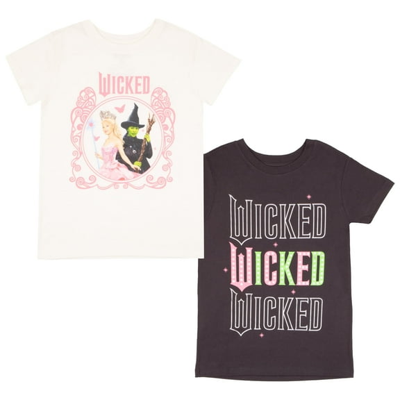 Wicked Girls Short Sleeve Graphic T-Shirt 2-Pack Bundle (Little Girls & Big Girls, Sizes 4-16)