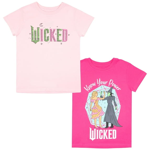 Wicked Girls Short Sleeve Graphic T-Shirt 2-Pack Bundle (Little Girls & Big Girls, Sizes 4-16)