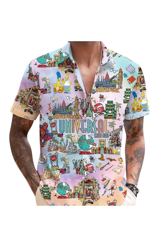 Universal Studios Hawaiian Shirt, Watercolor Disney Hawaiian Shirt, Disney Summer Shirt, Disney Universal Studios Shirt,Universal Family Tee