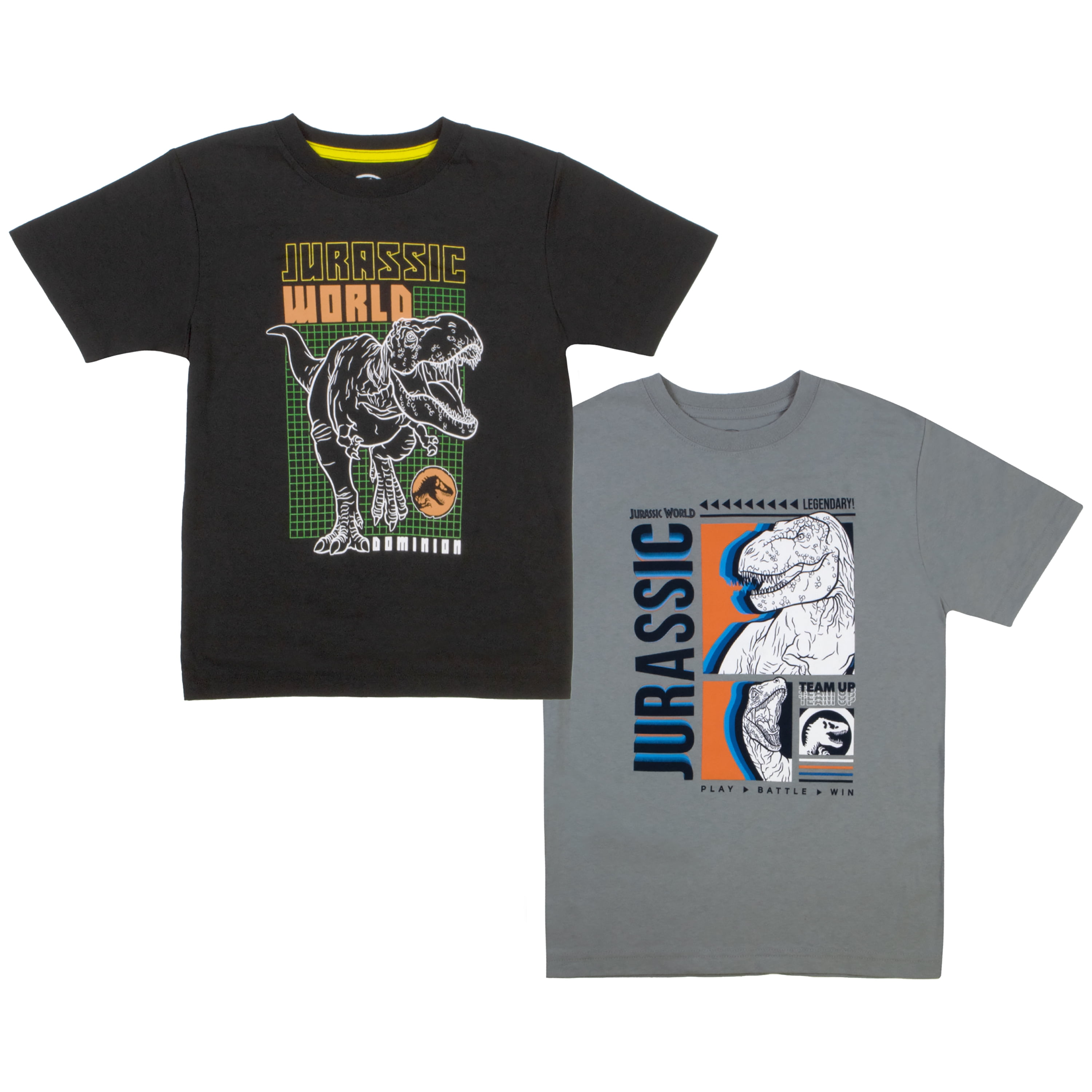 Universal Studios Jurassic World Boys 2 Pack T-Shirt Set, Dinosaur Shirts  for Boys (Sizes 4-16)