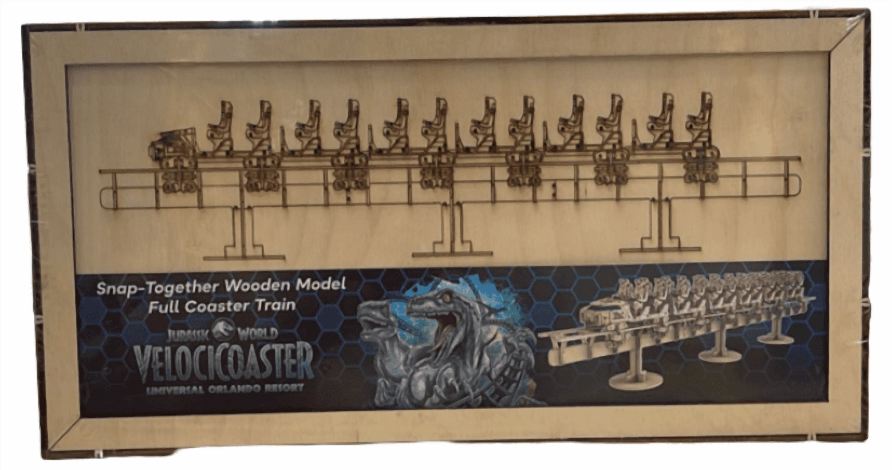 Universal Studios Jurassic World Velocicoaster Wooden Model Coaster Train, Jurassic World