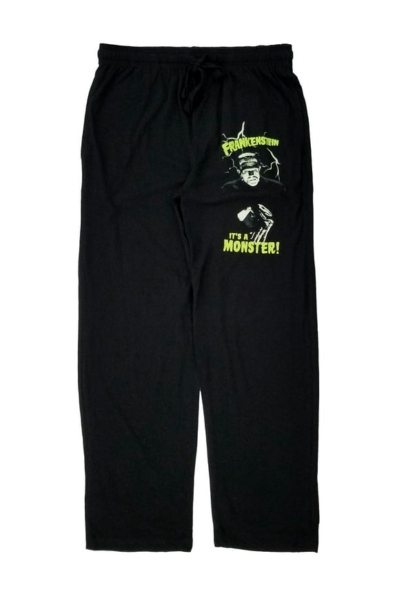 Mens Black Frankenstein Sleep Pants Pajama Bottoms S