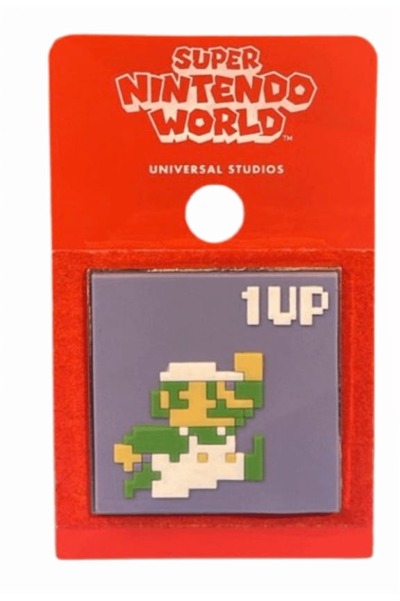 Super Nintendo World Luigi 1 UP Pin New With Card
