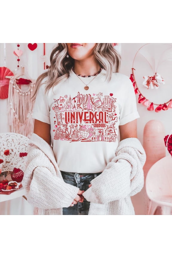 Universal Studios Valentine Disney Day Disneyland Happy Love Vibes World T-Shirt All size S-3XL