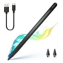 Universal Stylus Pen, Active Sensitivity Touch Screen Pen with Fast Charging for Tablets, iPads, Touch Screen Phones, Laptops, Samsung Stylus Pen with 2 Pencil Tips and Usb, Black