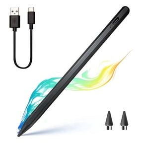 LRSE Universal Stylus Pen, Active Sensitivity Touch Screen Stylus Pen for ipad for ipad with Fast Charging for Tablets, Android,iPads, Laptops, Samsung Stylus Pen with 2 Pencil Tips and Usb, Black