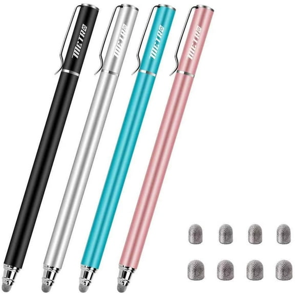 Stylus Pen for Touchscreen - High Sensitivity Capacitive Switch Fiber Tips 2 in 1 Universal Pens iPad iPhone Tablet Android Chromebook All Touch Screens (8 Extra Tips)