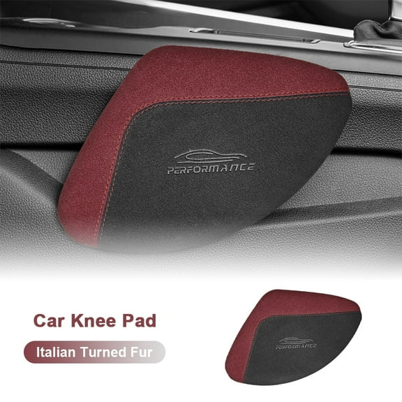 Universal Suede Car Leg Rest Knee Cushion Pad Driver's Car Interior Accessory 1pc, Black and Red
