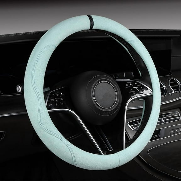 Universal Suede Car Steering Wheel Cover, Sweat Absorbing, Anti Slip, Comfortable, Breathable car Handle Cover, Blue