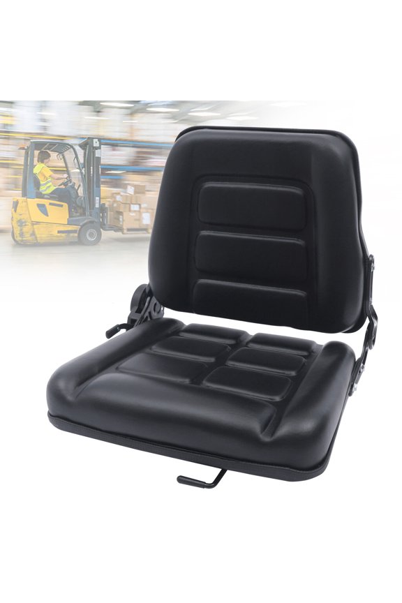 Universal Suspension Forklift Seat, Black Adjustable Air Ride Seat Replacement Compatible with Forklift/Van/Mower