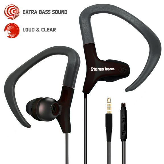Universal Sweatproof Sport Earphones Earhook With Microphone Multifunction Control