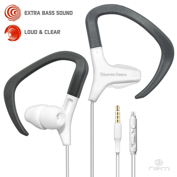Universal Sweatproof Sport Earphones Earhook With Microphone Multifunction Control