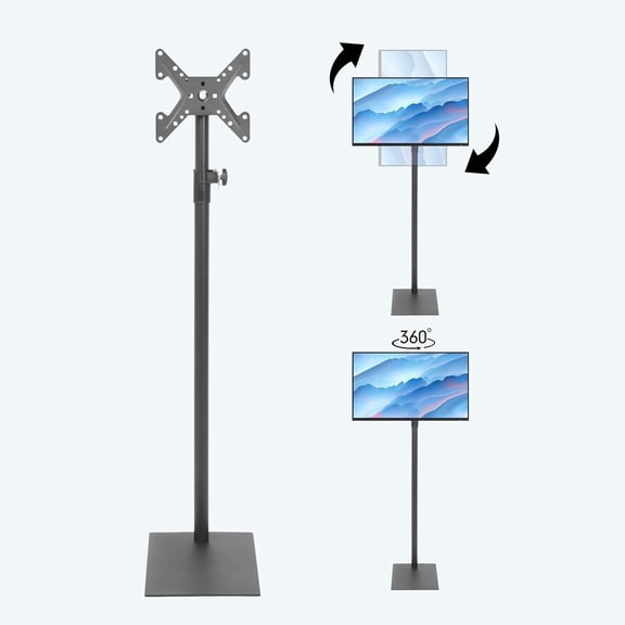 Universal Swivel Floor TV Stand with Mount 360 Floor Stand for 14-43inch TV Tilting Free Standing TV Mount VESA Stand with 4 Level Height Adjustable for Bedroom Living Room Corner