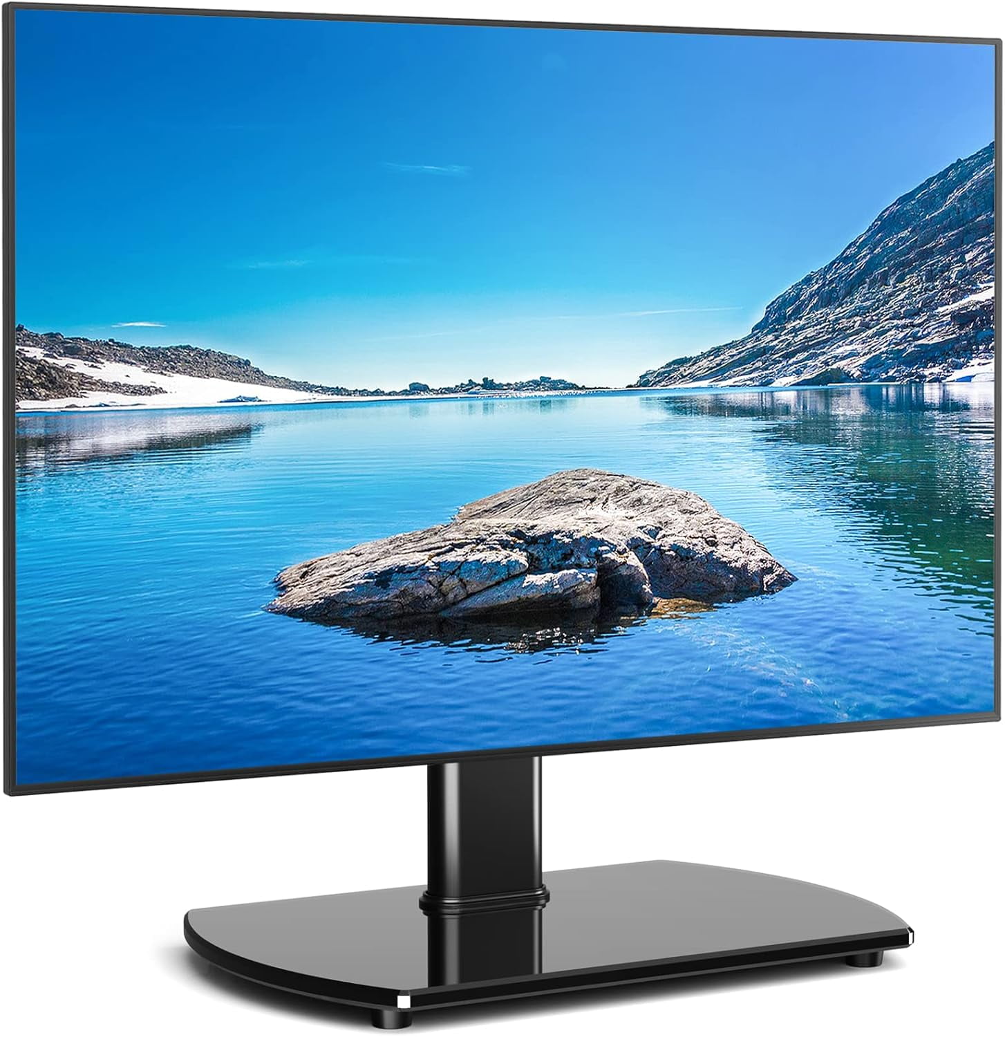 Universal Swivel TV Stand for 27-50 55 60 Inch TVs, Height Adjustable Tabletop TV Stand, Holds up to 88 lbs, TV Stand with Tempered Glass Base, Replacement TV Stand