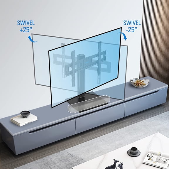Universal Swivel TV Stand for 37 to 65 70 75 Inch Flat Screen TVs, Height Adjustable & Tilt Tabletop Mount w/ Tempered Glass Base Holds 88 lbs, Max VESA 600x400mm, Living Room & Bedroom MU0031