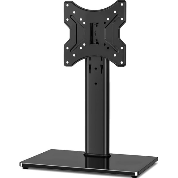 Swivel TV Stand for 23-43" Flat Screens - Heavy Duty Pedestal with Adjustable Height & Tempered Glass Base
