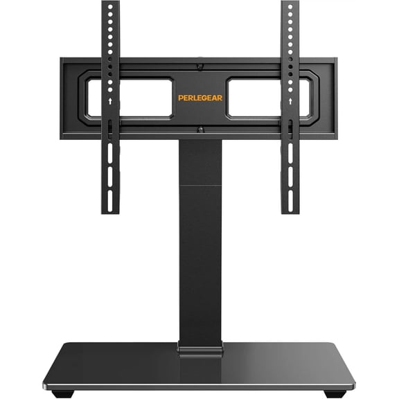 Universal Swivel TV Stand Base for 3270 inch TVs, Height Adjustable Table Top Mount with Tilt, Tempered Glass Base, Holds up to 88 lbs, Max 400x400mm, PGTVS26