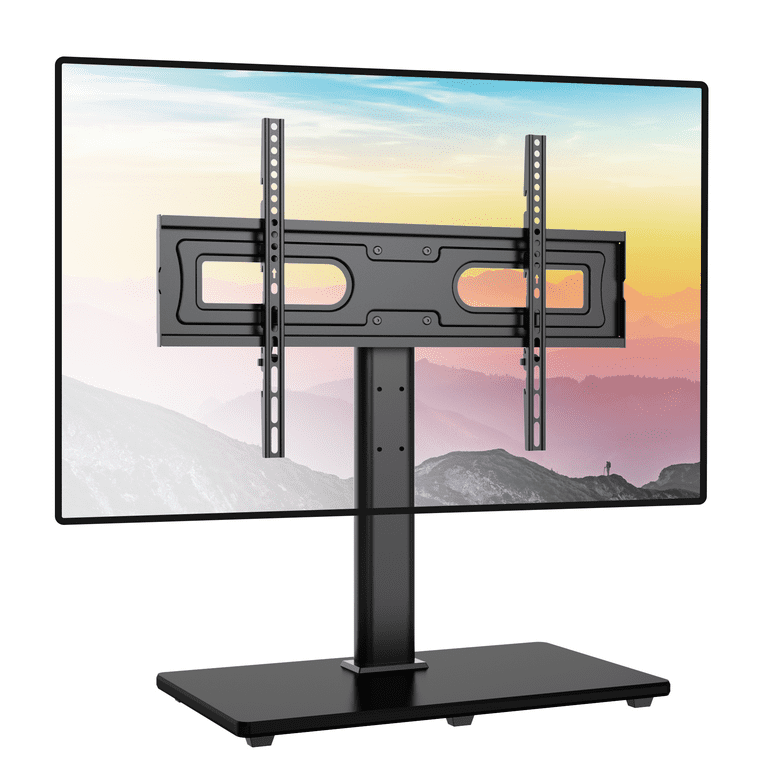 Universal Swivel Table Top TV Stand Mount Height Adjustable with Tempered Glass Base for 37 75 Inch TVs Hold up to 99lbs Max 600x400mm